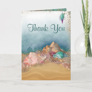 Beach Seashells Wedding Thank You Card