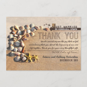 beach seashells wedding thank you cards