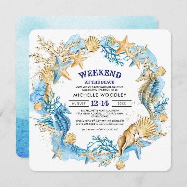 Beach | Seaside Bachelorette Weekend Invitations (Front/Back)