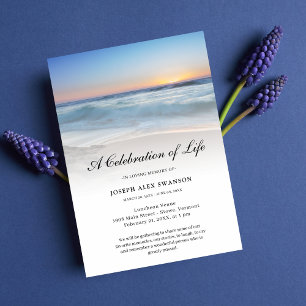 Beach Seaside Ocean Celebration of Life Funeral Invitation