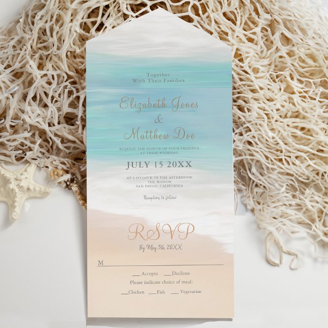 Beach Seaside/Oceanside Beach Wedding All In One Invitation (Creator Uploaded)