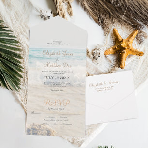 Beach Seaside/Oceanside Tropical Wedding All In One Invitation