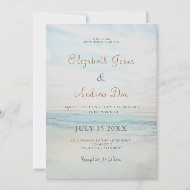 Beach Seaside Sunrise Wedding Invitation (Front)