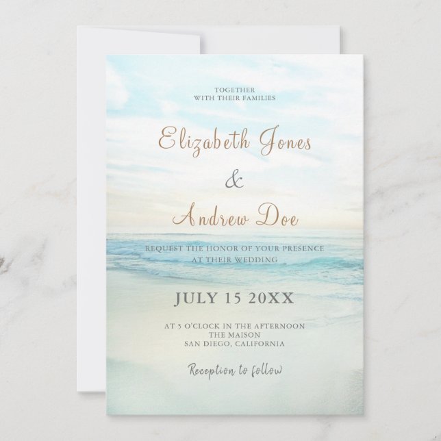 Beach Seaside Sunrise Wedding Invitation (Front)