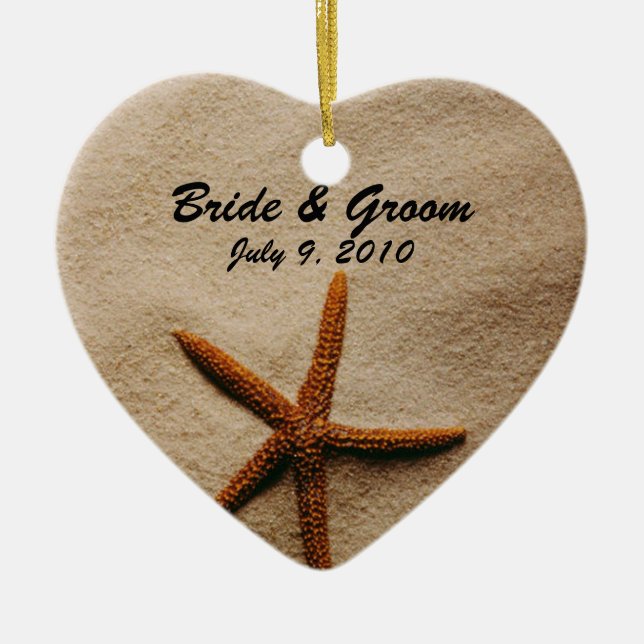 Beach Serenity Keepsake Wedding Ornament (Front)