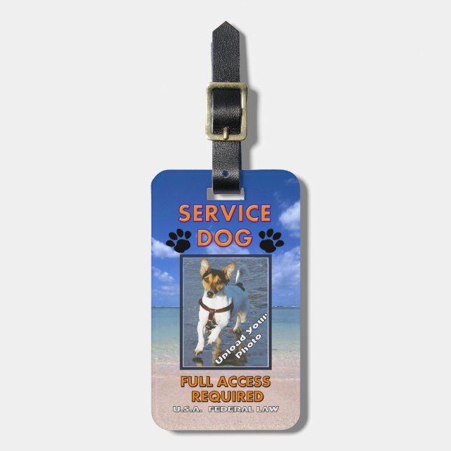 Beach Service Dog Photo ID Luggage Tag (Front Vertical)