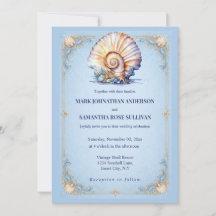 Beach shell blue ivory wedding elegant nautical