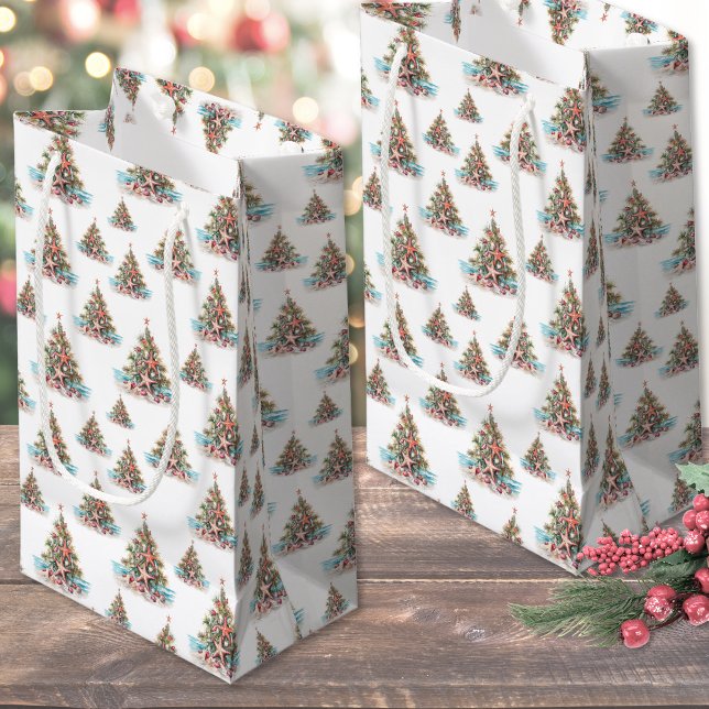 Beach Shell Christmas Tree Pattern Small Gift Bag (Beach Shell Christmas Tree Pattern Small Gift Bag)