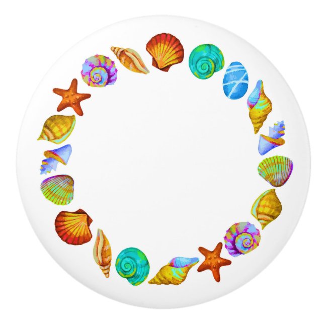 Beach Shell Circle Drawer Knobs Colourful Version (Front)