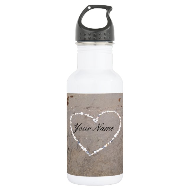 Beach Shell Heart Personalised With Your Name 532 Ml Water Bottle (Front)