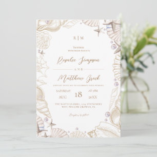 Beach Shells Modern Elegant Wedding Invitation