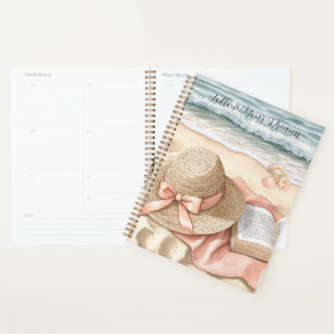 Beach Shells Ocean Peach Bow Hat Blanket Planner