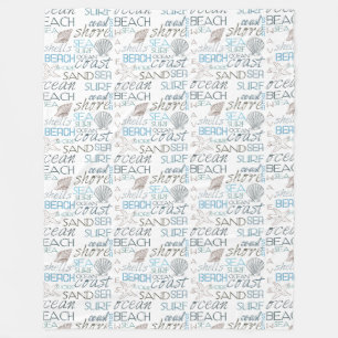 Beach Shells Sea Sand Blue Fleece Blanket