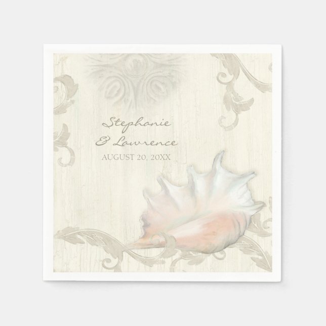Beach Shells Seashells Wedding Bridal Shower Napkin (Front)