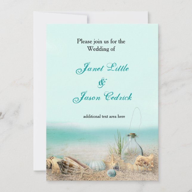 Beach Shells Wedding Party Watercolor Invitation (Front)