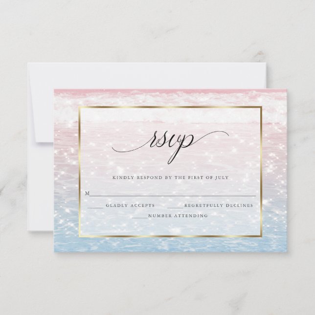 Beach Shimmer Pink Ocean Waters  RSVP Card (Front)