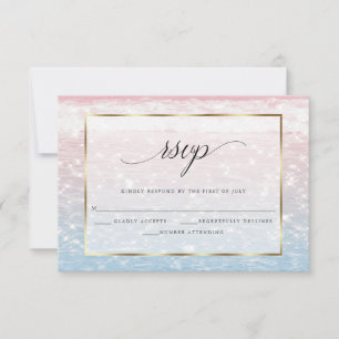 Beach Shimmer Pink Ocean Waters RSVP Card