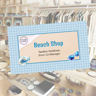 Beach Shop Gingham Sunglasses Hat Sand Gingham Business Card