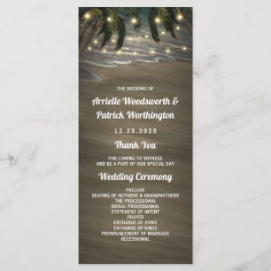 Beach Shore Palm Tree Rustic Wedding Programs Programme
