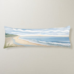 Beach Shore Walk Coastal Ocean Watercolor Body Cushion
