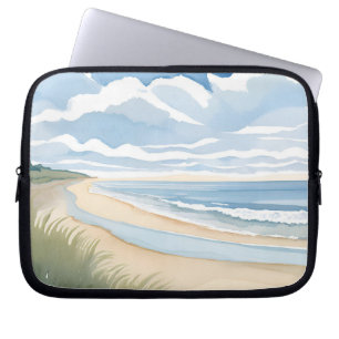 Beach Shore Walk Coastal Ocean Watercolor Laptop Sleeve