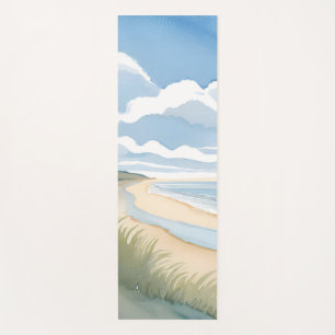 Beach Shore Walk   Coastal Ocean Watercolor Yoga Mat