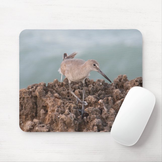 Beach Shorebird with Seafoam GreenOcean Background Mouse Pad (With Mouse)