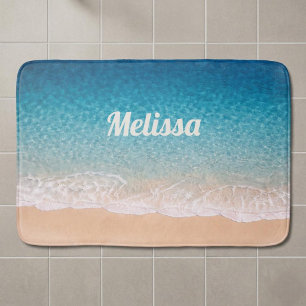 Beach Shoreline Custom Name Bath Mat