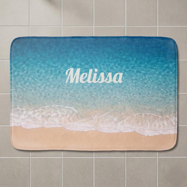 Beach Shoreline Custom Name Bath Mat (Creator Uploaded)