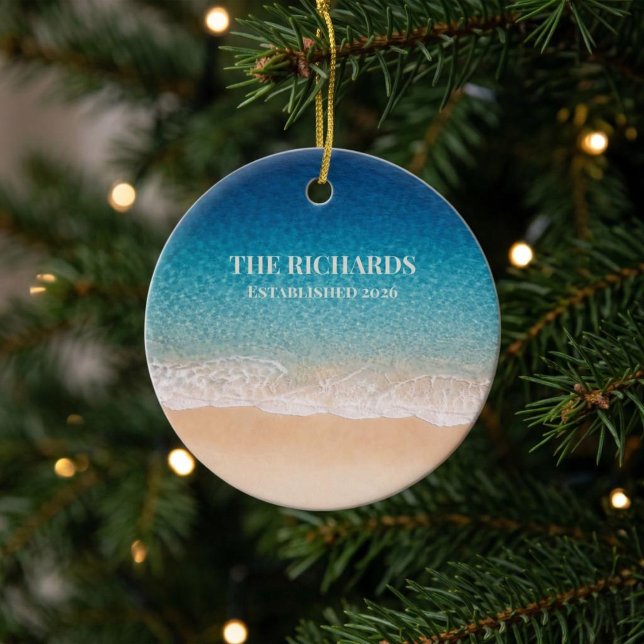 Beach Shoreline Custom Name Ceramic Tree Decoration (Creator Uploaded)
