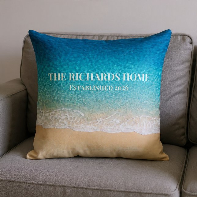 Beach Shoreline Custom Name Cushion (Creator Uploaded)