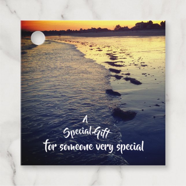 Beach Shoreline Sunset Favour Tags (Front)
