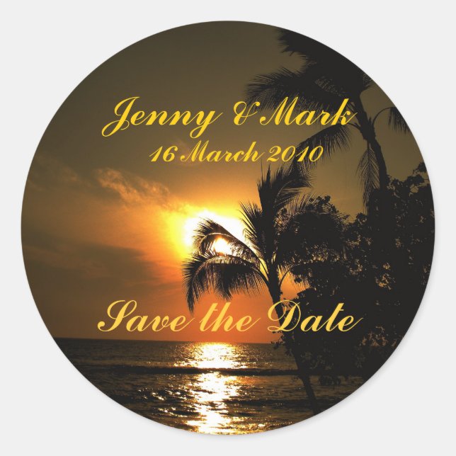 Beach Shoreline Wedding Classic Round Sticker (Front)
