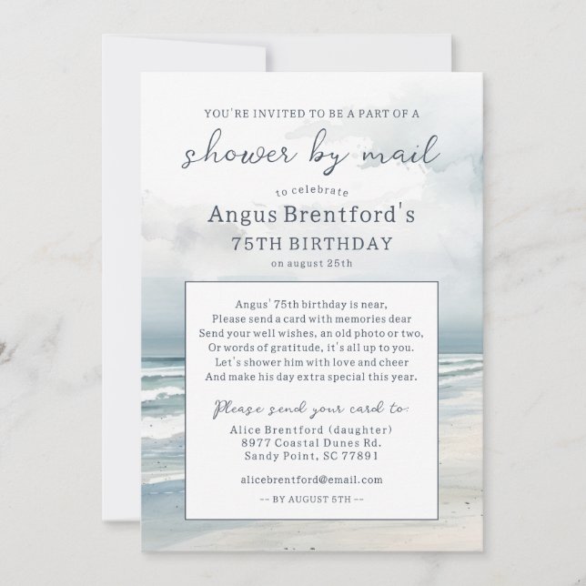 Beach Shower by Mail with Photo Birthday Invitation (Front)