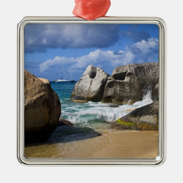 Beach side at Virgin Gorda, British Virgin Metal Tree Decoration (Front)