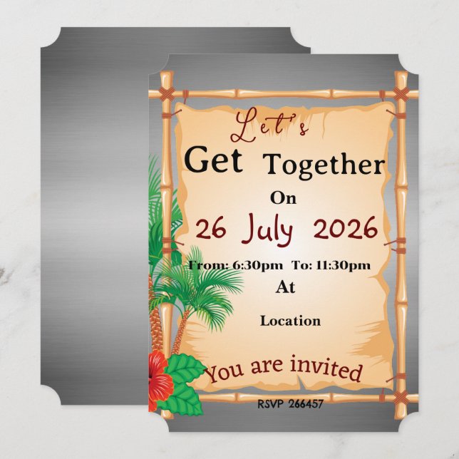 Beach side get-together  invitation (Front/Back)