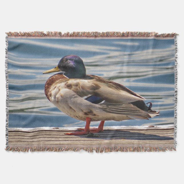 Beach Side Mallard Duck Throw Blanket (Front)