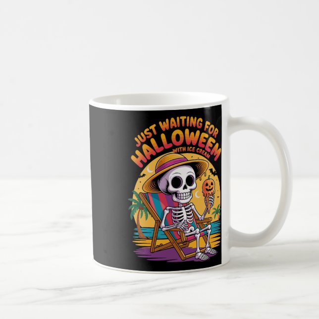 Beach Skeleton With Ice Cream Halloween Summer Cou Coffee Mug (Right)