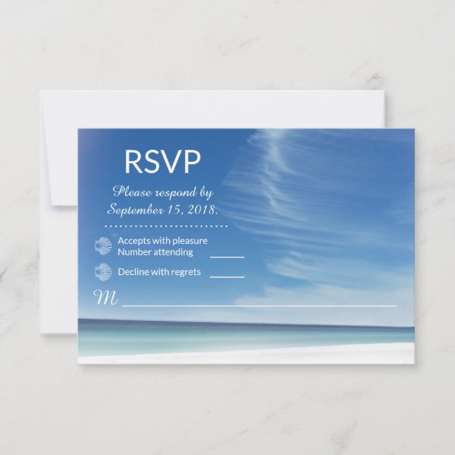 Beach Sky Cloud & Seashells RSVP Card (Front)