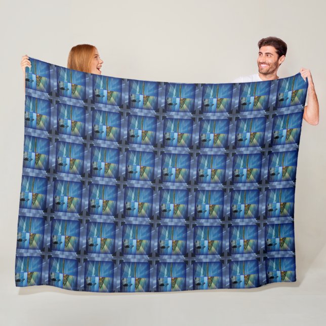 Beach Sparkle Photo Collage,  Fleece Blanket (In Situ)