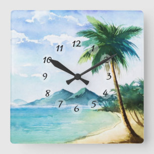 Beach Square Wall Clock