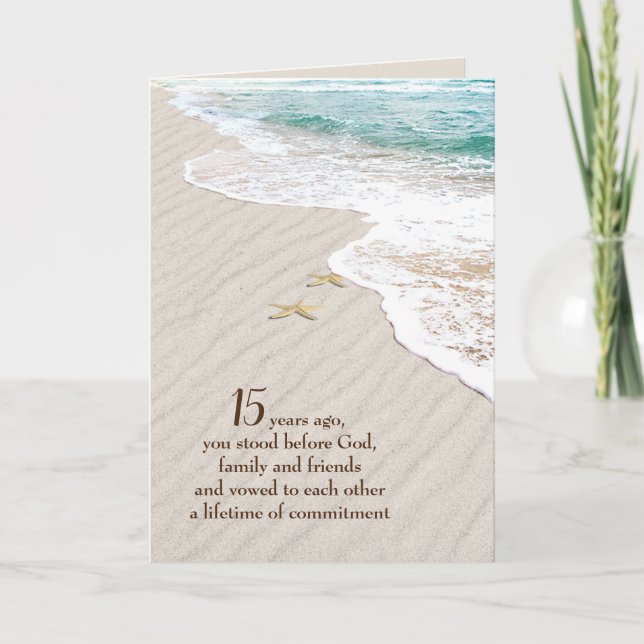Beach Starfish 15th Anniversary  Card (Front)