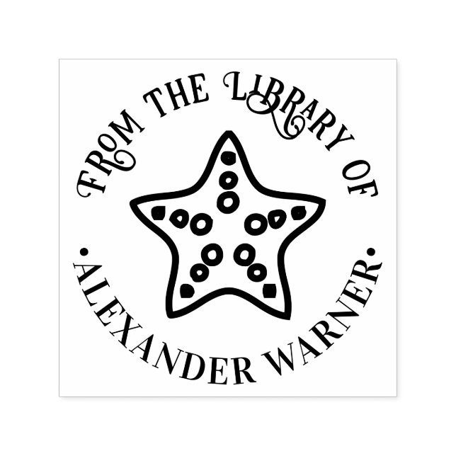 Beach Starfish #1 Ocean Seashore Library Book Name Self-inking Stamp (Design)