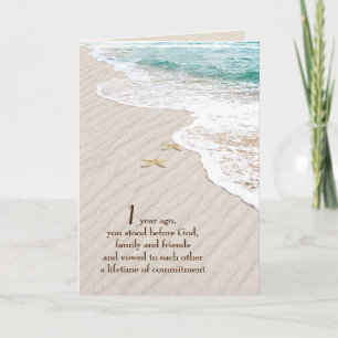 Beach Starfish 1st Anniversary Card