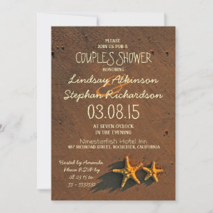 beach starfish couple couples shower invitations
