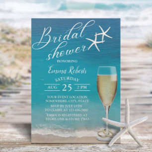 Beach Starfish Elegant Typography Bridal Shower Invitation