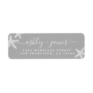 Beach Starfish Gray Wedding Return Address