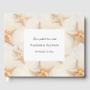 Beach Starfish Ocean Cream Peach Wedding Guest Book