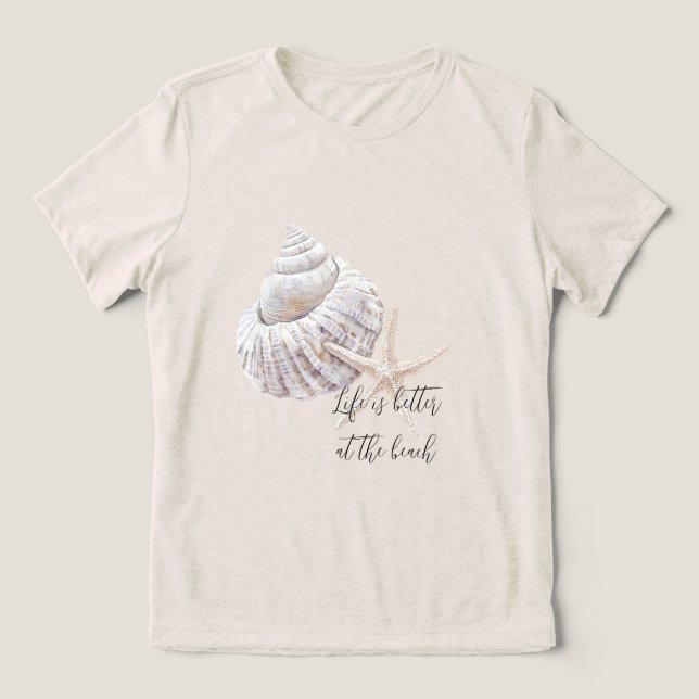 Beach Starfish personalised better at the beach Tri-Blend Shirt (Design Front)