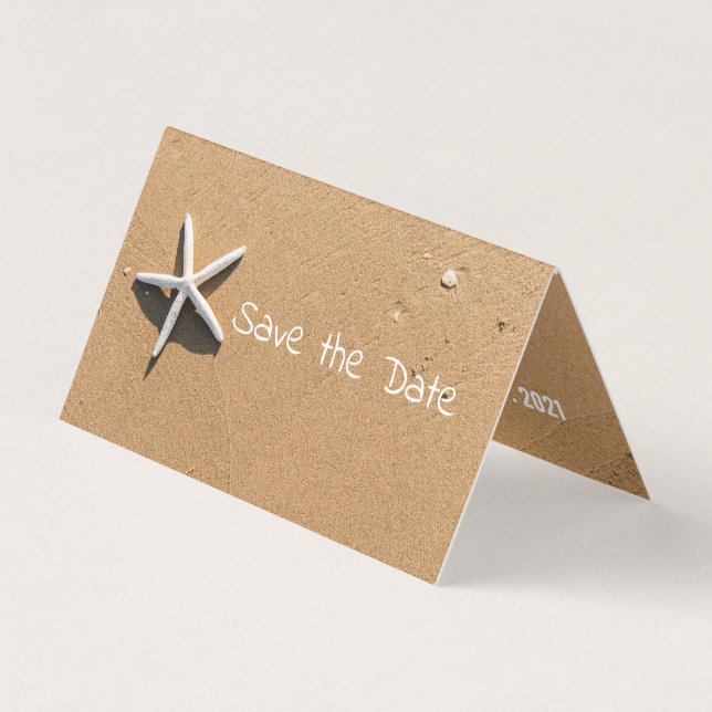 Beach Starfish, Photo Save The Date Card (Front)